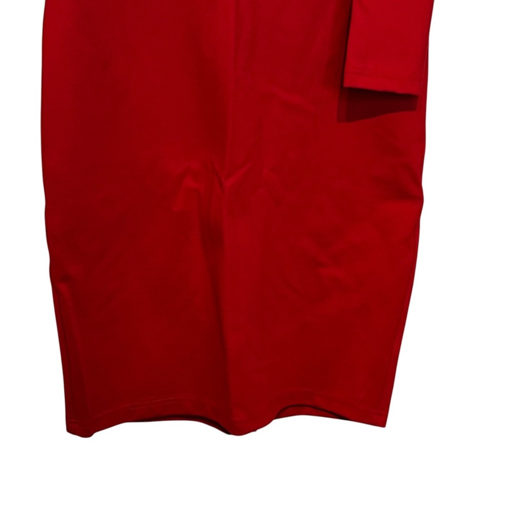 Chloe Kristyn Women's Dress Bianca Ponte‎ Pleated Long Sleeve Stretch Red Medium - Picture 5 of 7